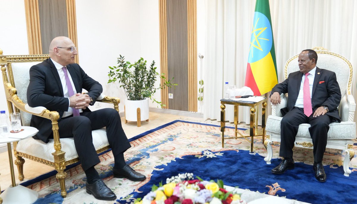 POEthiopia's tweet image. President Taye Atske-Selassie received Ambassador Elchin Amirbayov,Special Envoy of Azerbaijan’s President.Their discussions focused on further strengthening the growing cooperation between #Ethiopia and #Azerbaijan particularly in trade, investment, agriculture and connectivity.