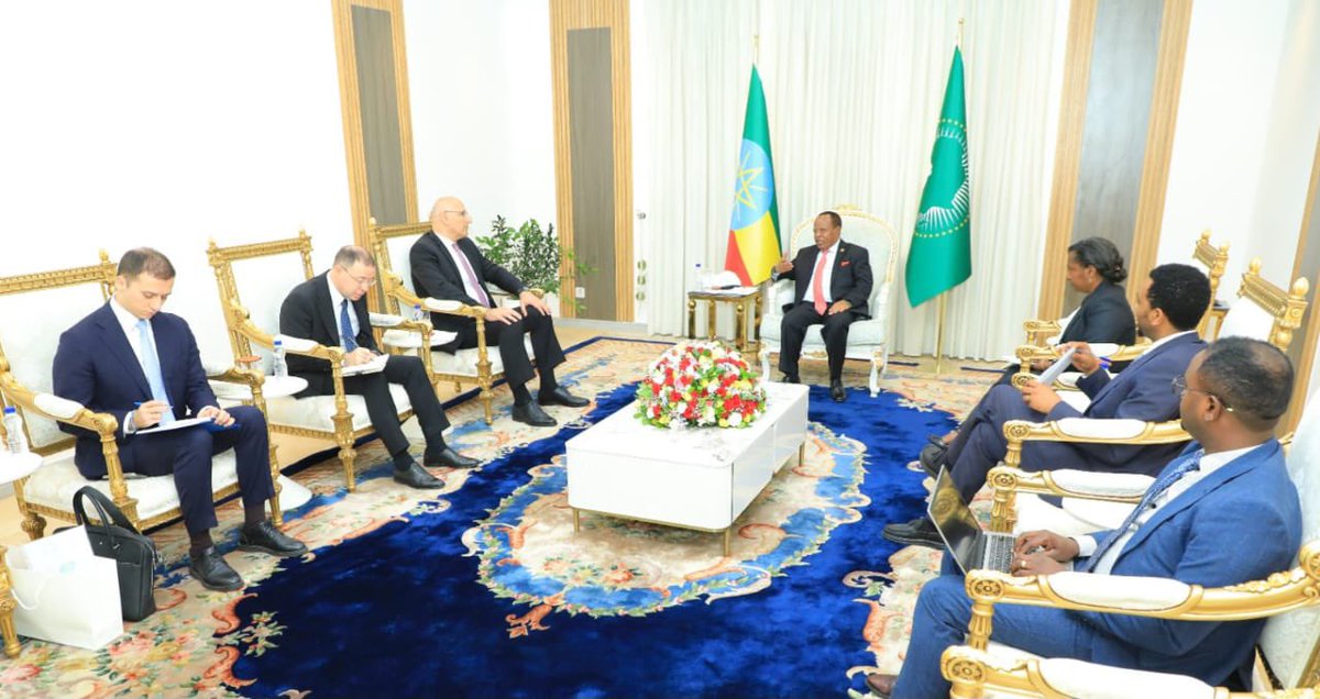 POEthiopia's tweet image. President Taye Atske-Selassie received Ambassador Elchin Amirbayov,Special Envoy of Azerbaijan’s President.Their discussions focused on further strengthening the growing cooperation between #Ethiopia and #Azerbaijan particularly in trade, investment, agriculture and connectivity.