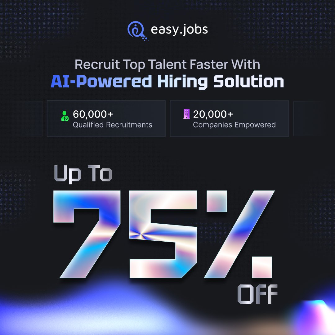 GoEasyJobs's tweet photo. https://t.co/PnUcoSNupp BFCM Deals: Save up to 75% OFF on PRO plans 📷

Let AI-powered ATS handle repetitive hiring tasks and make recruitment faster than ever. Grab your Black Friday deal. 📷 

https://t.co/UBjkHFlzlk

#BlackFriday #SaaSDeals #RecruitmentATS https://t.co/ftAIdnxcz6