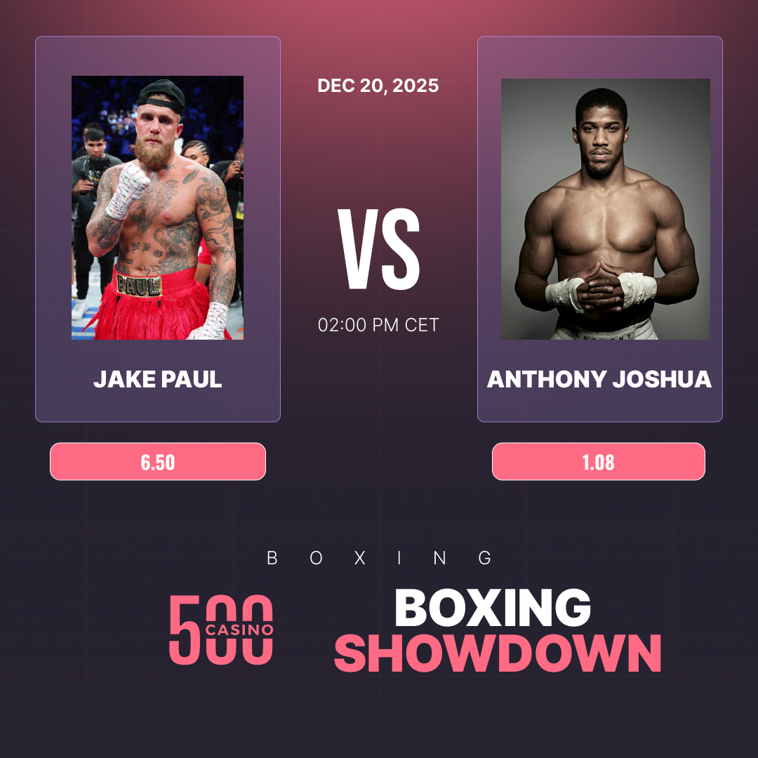 500Casino's tweet image. Jake Paul VS Anthony Joshua 🥊 

We are giving away a couple of free bets to random people who try to predict the outcome of this fight 🤑

RT + Drop your prediction below! 👇