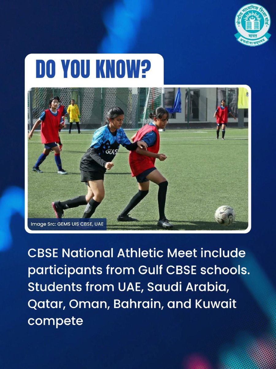 cbseindia29's tweet image. The CBSE National Athletic Meet is where young athletes connect, compete, and build global sports friendships beyond borders. 🤝🌎

#CBSEAthletics #CBSEChampions #YouthAthletics #FutureAthletes #StudentAthletes #BeyondClassrooms #GlobalSports #SportsSpirit