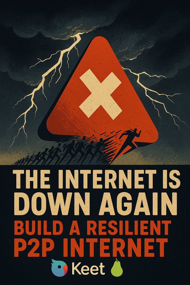 The internet is down again. Why? One failure point, one gatekeeper.

It’s time for a network that doesn’t blink when a server goes dark.

Start building the unstoppable internet.
Peer-to-peer, resilient, yours.

Try <a href="/keet_io/">Keet by 🕳🥊</a> — and build with <a href="/Pears_p2p/">Pears_com</a> 🍐
