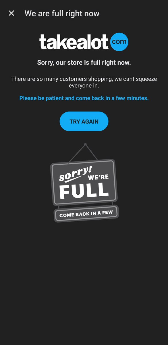 Ruvern1's tweet photo. @TAKEALOT is down? https://t.co/98nAlzR8in