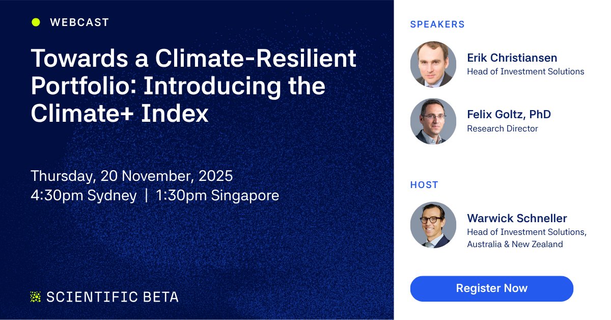 With Climate+, you don't have to choose between climate alignment🌱 and sound market risk management 📈

📢 Want to see how it works in practice? Join our webinar this week, specially scheduled for our APAC/ANZ community!

Register: us02web.zoom.us/webinar/regist…