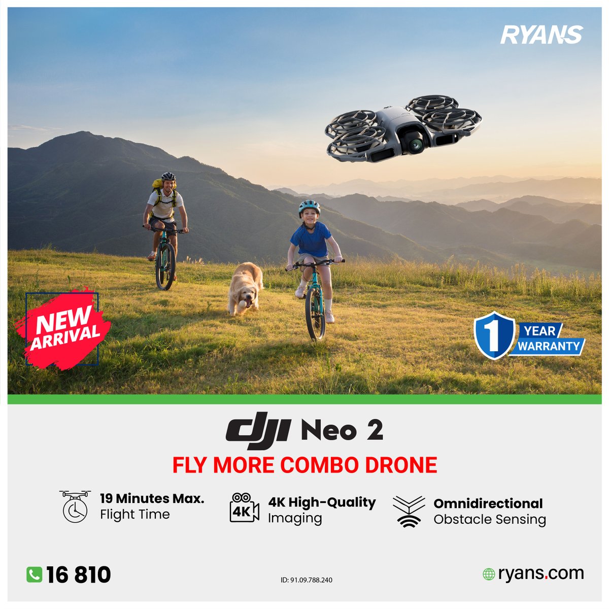 RyansComputers's tweet image. NEW ARRIVAL — DJI Neo 2 Fly More Combo!
👉 ryans.com/dji-neo-2-fly-…
📞 For any query, call: 16810
#RyansComputers #DJINeo2 #Drone #4KDrone #AerialPhotography #NewArrival