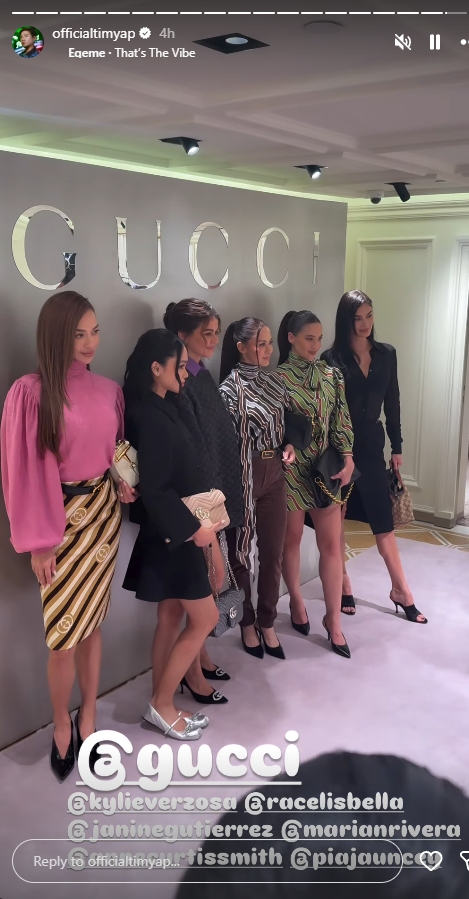 PinaysInShowbiz's tweet photo. Today's Sosyalan, Gucci's intimate holiday lunch in Greenbelt. ✨✨
#AnneCurtis
#BellaRacelis
#JamesReid
#JanineGutierrez
#KylieVersoza
#PiaJauncey
#MarianRivera
#TimYap https://t.co/jY02XVArIS