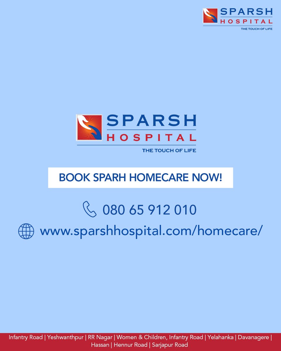 Hospital-level care, right where you are – at home!​
Choose Sparsh Homecare for end-to-end support, from nursing to lab collection and​ More.​

Book now &amp; give your family the​ comfort they deserve.​

​Book now: 08065912010​
sparshhospital.com/homecare​

​#SparshCareAtHome