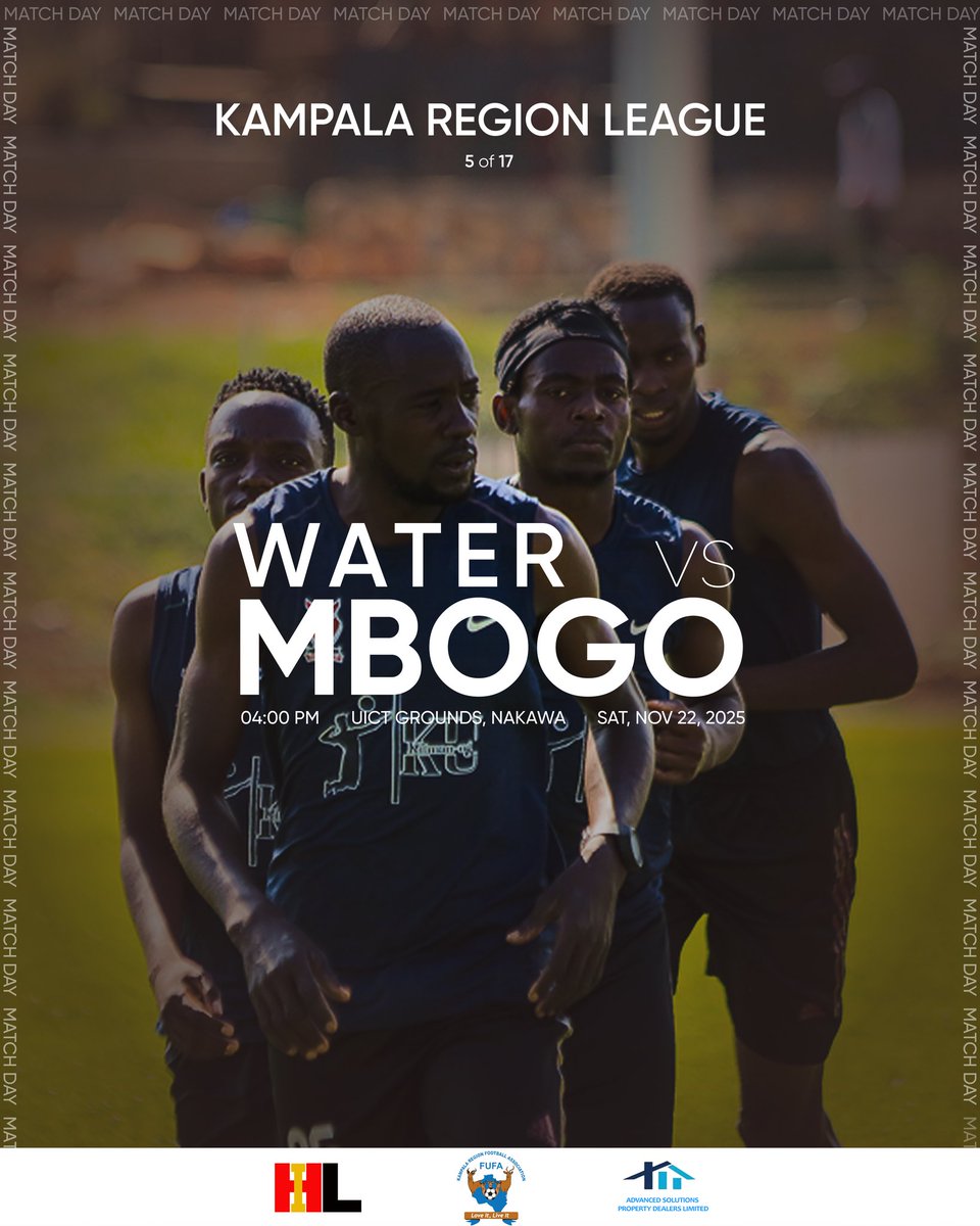 🔥 𝐌𝐀𝐓𝐂𝐇 𝐃𝐀𝐘 | 𝐖𝐚𝐭𝐞𝐫 𝐅𝐂 𝐯𝐬 𝐌𝐛𝐨𝐠𝐨 𝐅𝐂 🔥

We hit the road for Match 5 of the Kampala Region League. 🐂💪

It’s battle time at UICT Grounds, Nakawa this Saturday.

📅 Sat, Nov 22, 2025
🕓 Kick-off: 4:00 PM

Every game matters. Let’s go fight for it! ❤️💙