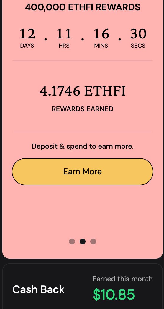 Ether.fi Cash card rewards screenshot