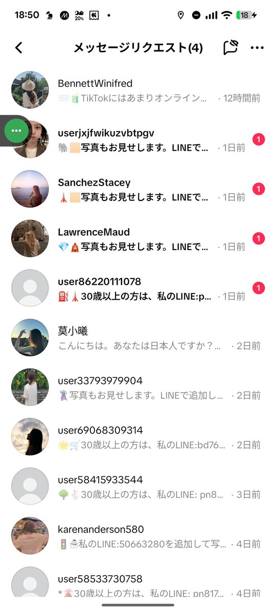 ティックトックでやたらとラインで話したがる人からメッセージくるんやけど何目的なんだ？