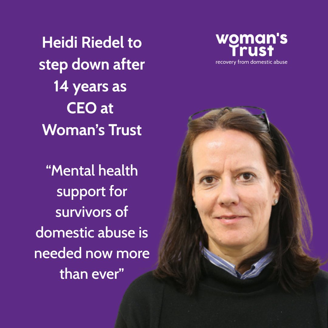 After 14 years as CEO of Woman’s Trust, Heidi Riedel will be stepping down.
Chair, Niki Scordi, said: “Under Heidi’s leadership, Woman’s Trust has developed new innovative service models, now supporting almost a thousand women and girls each year.”
See: womanstrust.org.uk/ceo-steps-down/