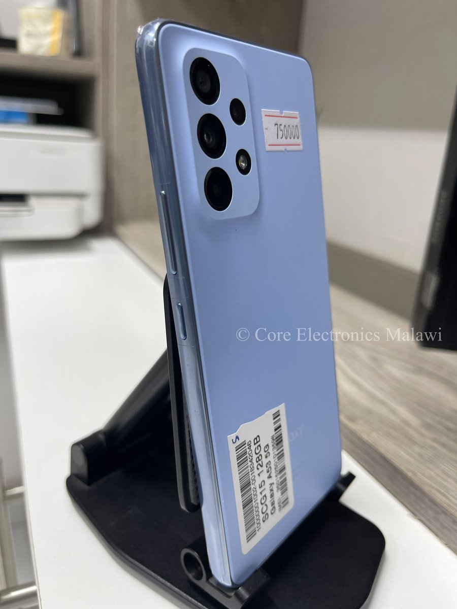 CoreMalawi's tweet image. Buy Samsung Galaxy A53 5G  | Colors (Blue) | 6.5″ Seamless Display | Exynos 1280 chipset | 5000 mAh battery | 128GB storage | 64MP Quad Camera | 6GB RAM | Going at K749,000.00 | Contact: ￼0995 47 01 74
#coreelectronicsmalawi #Samsung