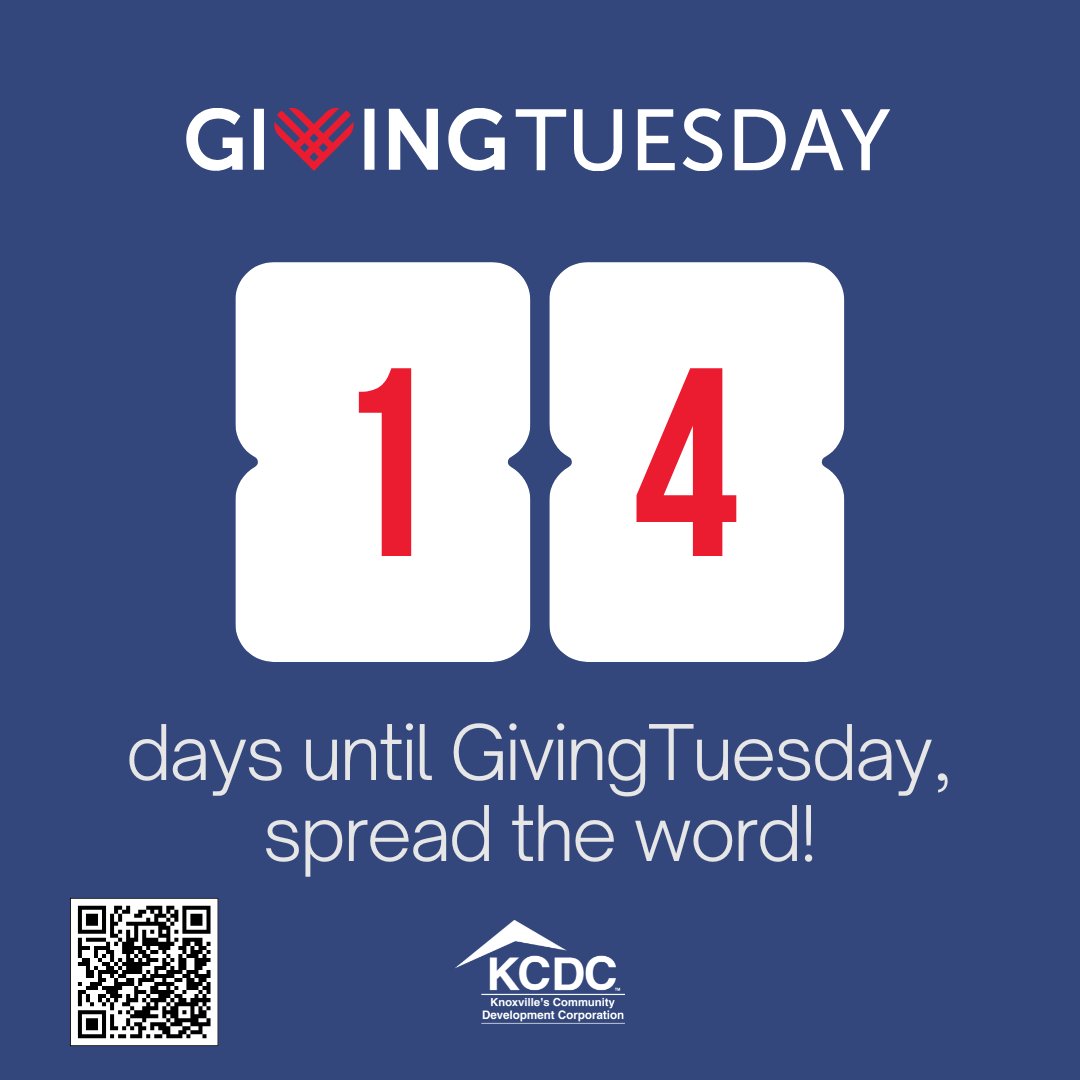 KnoxvilleCDC's tweet image. Mark your calendars for #GivingTuesday: Dec. 2! 

Help us make an impact with a tax-deductible donation to the Family Investment Foundation — KCDC’s 501(c)(3) arm — which addresses socioeconomic issues across greater Knoxville.

givebutter.com/family-investm…
#GivingTuesday #KCDC