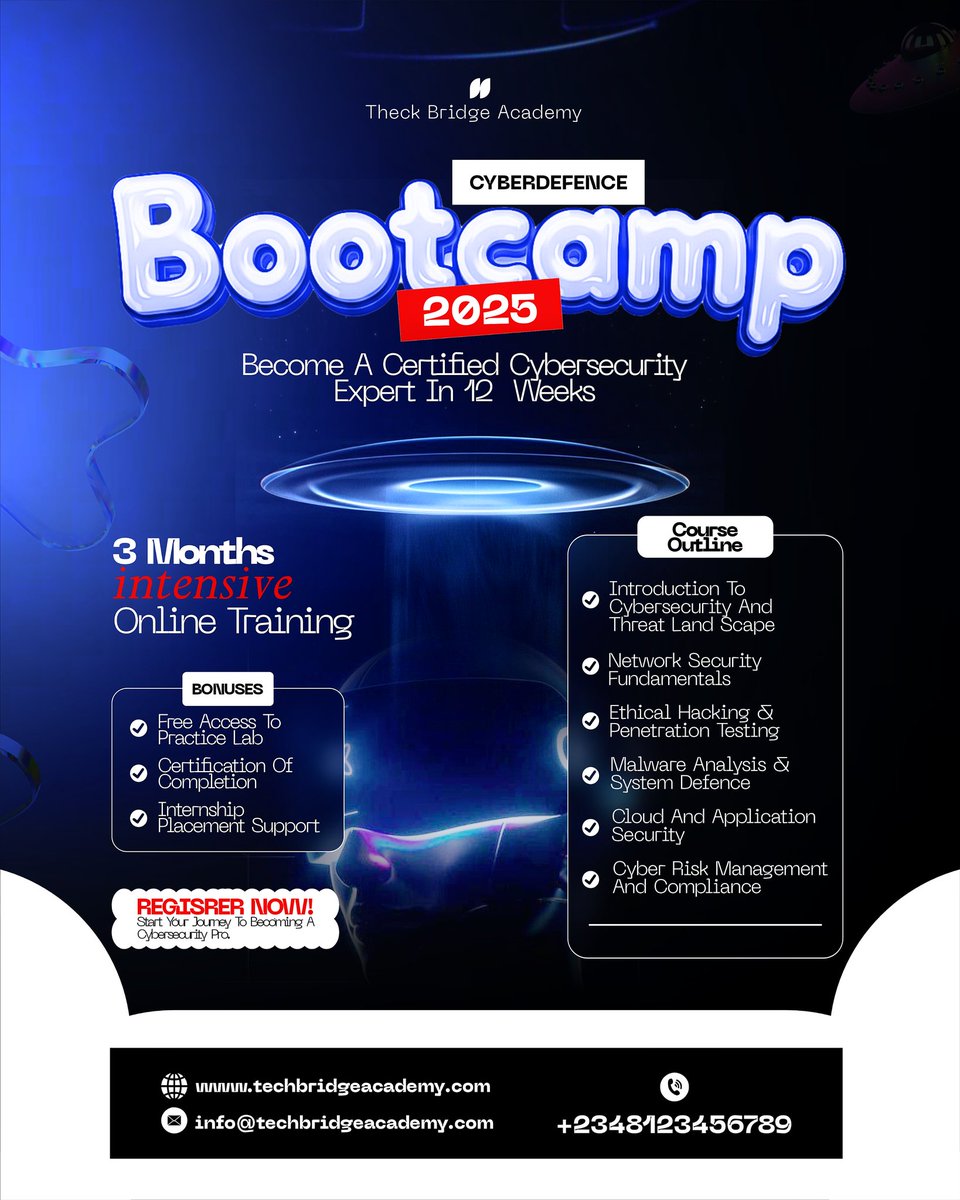 Ola_De_Designer's tweet image. Day 6 is here!

Designed a clean + modern Cybersecurity Course flyer 

Tried to keep it simple, readable, and techy.
Let me know what you think 🤔 
#DesignChallenge #CyberSecurity #GraphicDesign