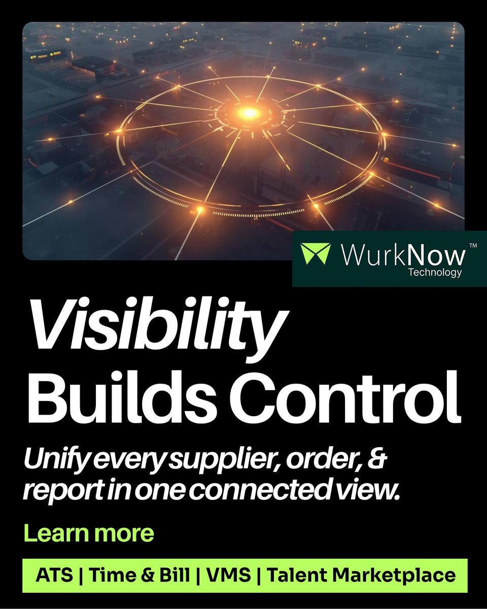 WurkNowInc's tweet image. A unified VMS gives staffing leaders a single view of performance, fulfillment, and costs across all partners. See how connected vendor management can look → bit.ly/47Stxng

#StaffingTechnology #VendorManagement #ContingentWorkforce