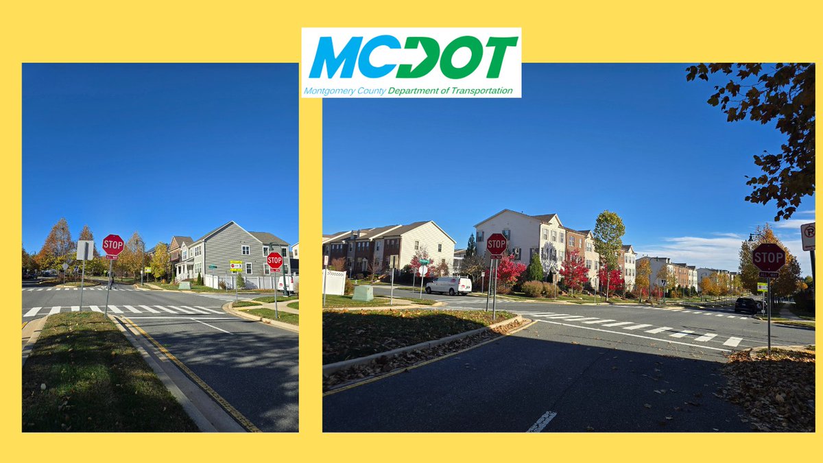 MCDOT's DTEO recently installed safety improvements on Broadway Avenue and Estuary Drive in #ClarksburgMD. They converted the intersection to an🛑All Way Stop🛑 and installed new 🚸Cross Walk🚸 markings to make the intersection safer.  <a href="/MarilynBalcombe/">CM Marilyn Balcombe</a> <a href="/VisionZeroMC/">Mont Co Vision Zero</a> #mdroads