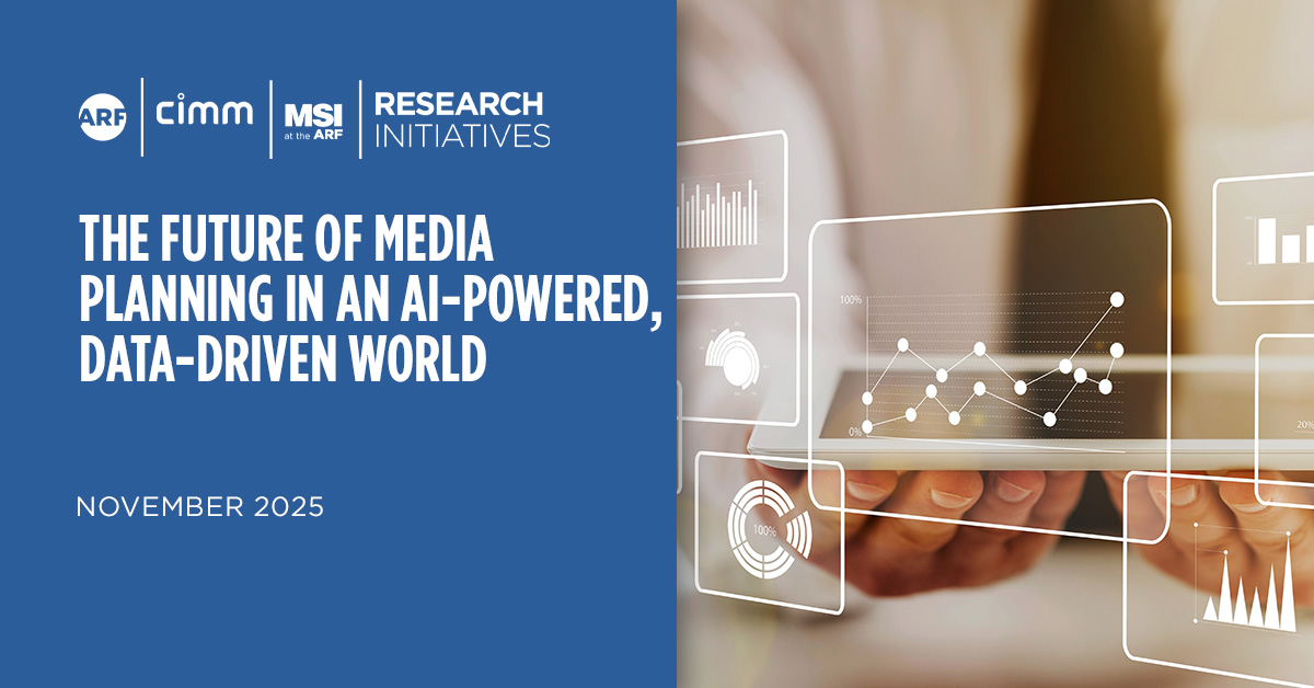 the_ARF's tweet image. The ARF,  CIMM and MSI present a report explores how AI, privacy-1st strategies and outcome-based metrics are transforming the discipline of media planning: ow.ly/Wyy450XrOBI #AudienceMeasurement #IdentityResolution #AdEffectiveness