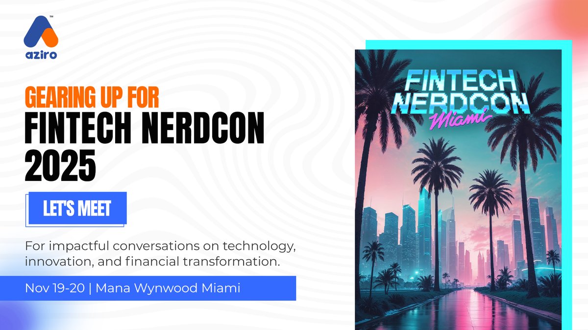 AziroTech's tweet image. We’re all set for Fintech NerdCon 2025 in Miami!

Tomorrow we meet fintech leaders, innovators, and builders who are shaping modern financial infrastructure.

See you at Mana Wynwood.

#FintechNerdCon #AziroatFintechNerdCon #AziroTech #Aziro #AI #AIinFinance