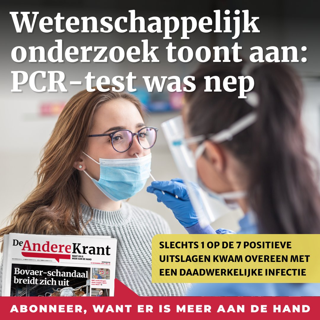 AndereKrant's tweet image. Een nieuwe Duitse studie heeft aangetoond dat tijdens de coronapandemie slechts één op de zeven positieve PCR-tests in Duitsland overeenkwam met een daadwerkelijke sars-cov-2-infectie. Het gelijkstellen van een “positieve PCR-test” aan een “infectie” is daarmee wetenschappelijk…