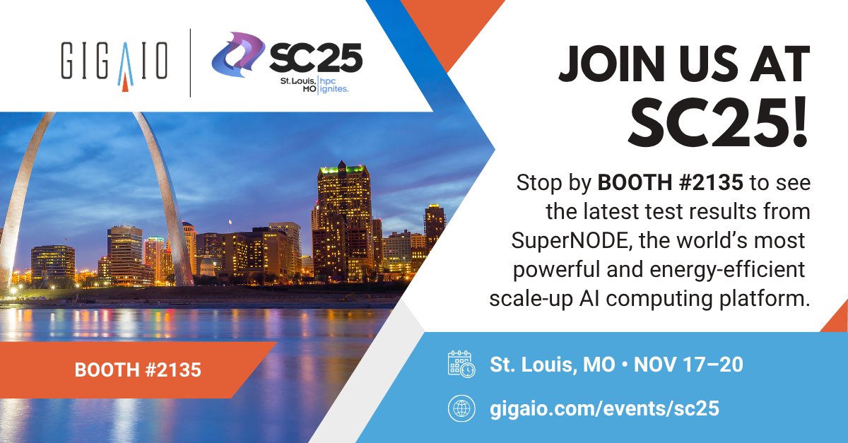 giga_io's tweet image. We&apos;re here at #SC25 booth #2135 with our partner @IONXsoftware. Come visit to learn about #heterogeneouscomputing using multiple processor types within a single rack utilizing SuperNODE architecture.
bit.ly/47VVdrr
#GigaIOSC25