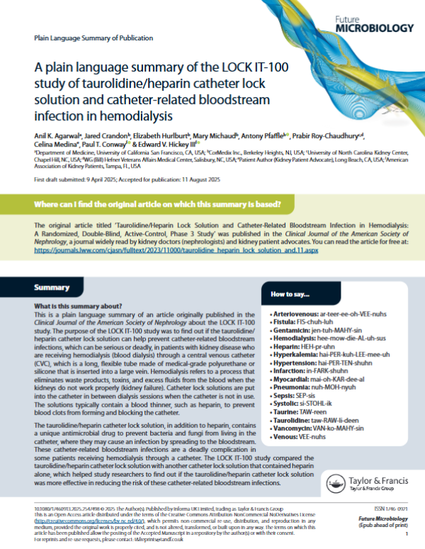 PlainLangSumm's tweet image. LOCK IT-100 study tested whether taurolidine/heparin solution prevents serious bloodstream infections in dialysis patients. Read the full research here &amp;gt;&amp;gt;&amp;gt;
hubs.ly/Q03TxYxQ0

#PlainLanguageSummary #KidneyDisease #Nephrology