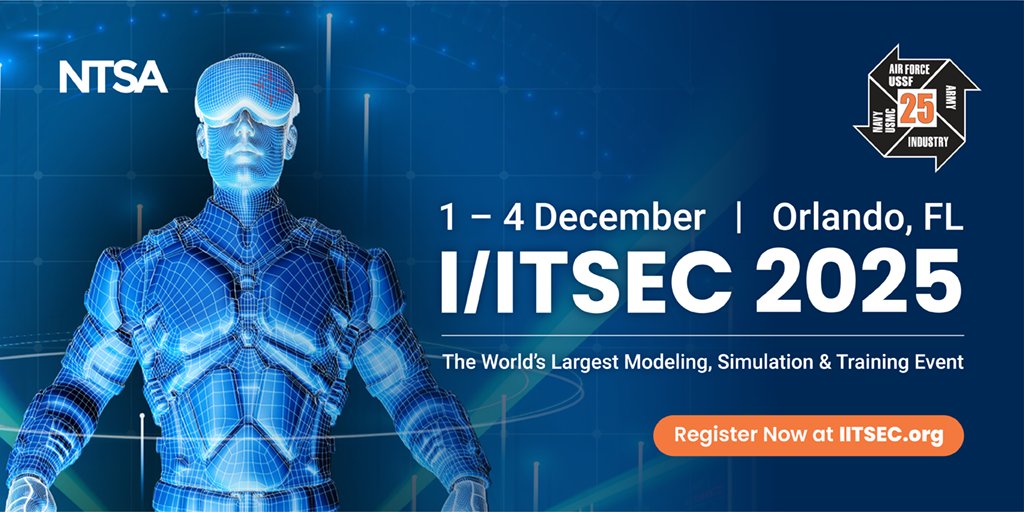 GovEventsGroup's tweet image. Warfighter readiness starts here. Join us at #IITSEC2025 (Dec 1–4, Orlando) for AI, MS&amp;amp;T, serious games, and tech-shaping joint force training. See you in the exhibit hall!

🔗 ow.ly/QsWN50X83zO

#ModelingAndSimulation #DefenseTech #Readiness