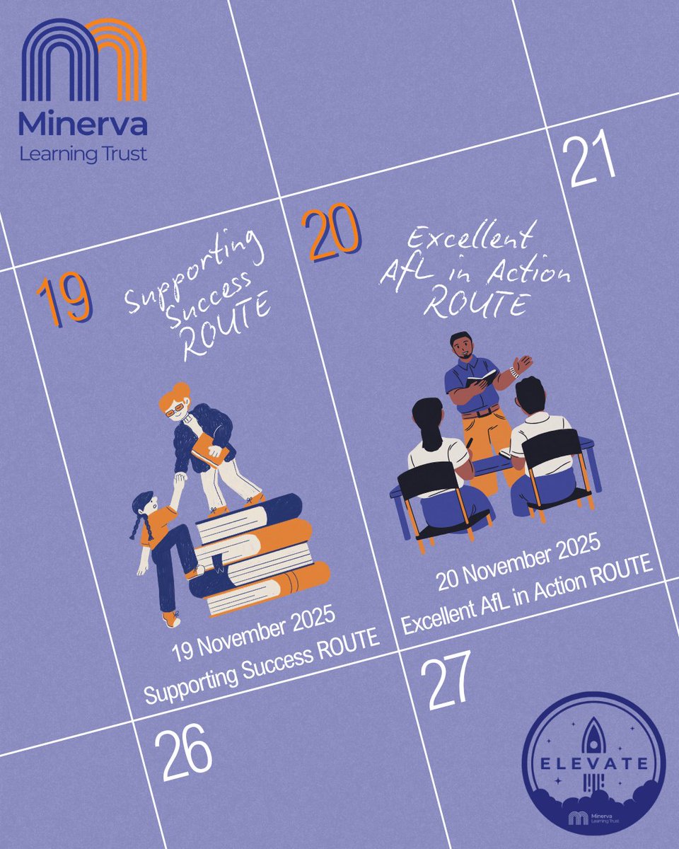 ✨ Two great PD sessions this week!
🔹 Supporting Success – Working with students in &amp; out of class
🔹 Excellent AfL in Action – Formative assessment done right
Empowering staff, elevating practice. Highlights coming soon!
#ProfessionalDevelopment #Elevate #MinervaLearningTrust