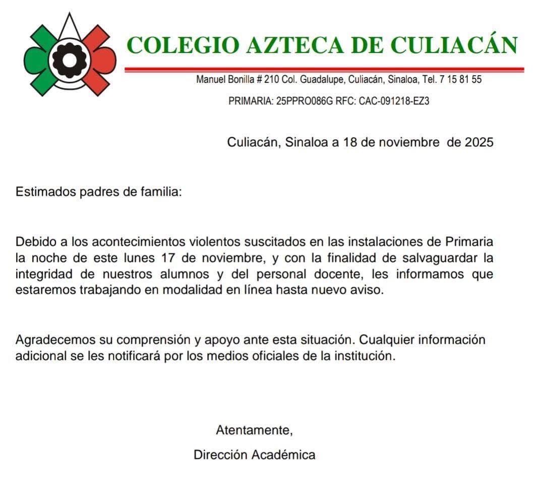 ¿Se imaginan que una mañana les avisan del cole de tus hijos que no hay clases porque hombres armados incendiaron el lugar? 
Pues eso sucede en #Culiacán en donde la violencia extrema es ya parte normal del día a día.