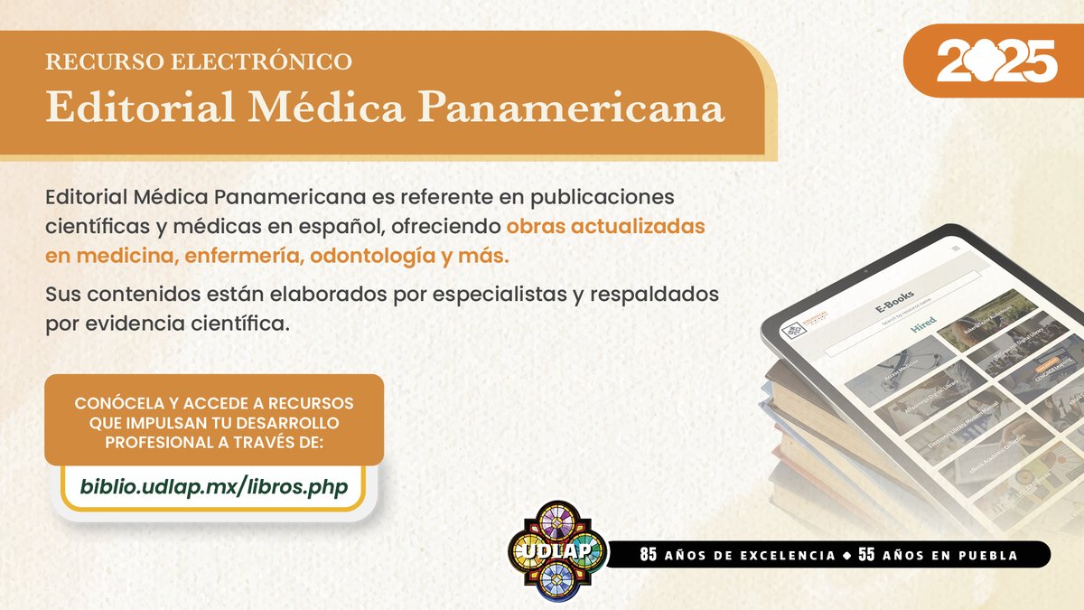 biblioUdlap's tweet image. 💡¿Estudias o investigas temas de salud?
Explora Editorial Médica, una plataforma con contenido especializado y acceso ilimitado para la comunidad UDLAP.
🔸biblio.udlap.mx/libros.php