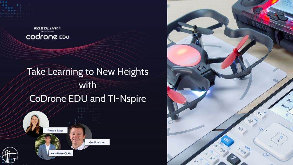 Robolinkinc's tweet image. See how drones and calculators can bring block coding and Python together in your classroom. We are sharing real activities, safety tips, and a full demo to help you spark curiosity and hands-on STEM learning. Register here: education.ti.com/en/t3-professi…