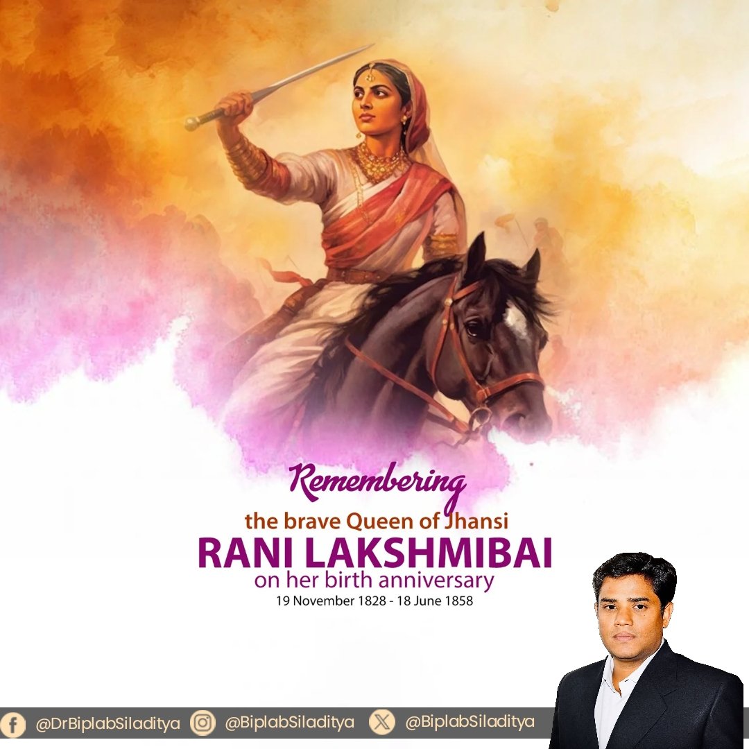 BiplabSiladitya's tweet image. On the birth anniversary of Rani Lakshmibai, we honour the warrior queen who ignited the flame of resistance and became an eternal symbol of India’s freedom struggle.
#RaniLakshmiBai #FirstWarOfIndianIndependence