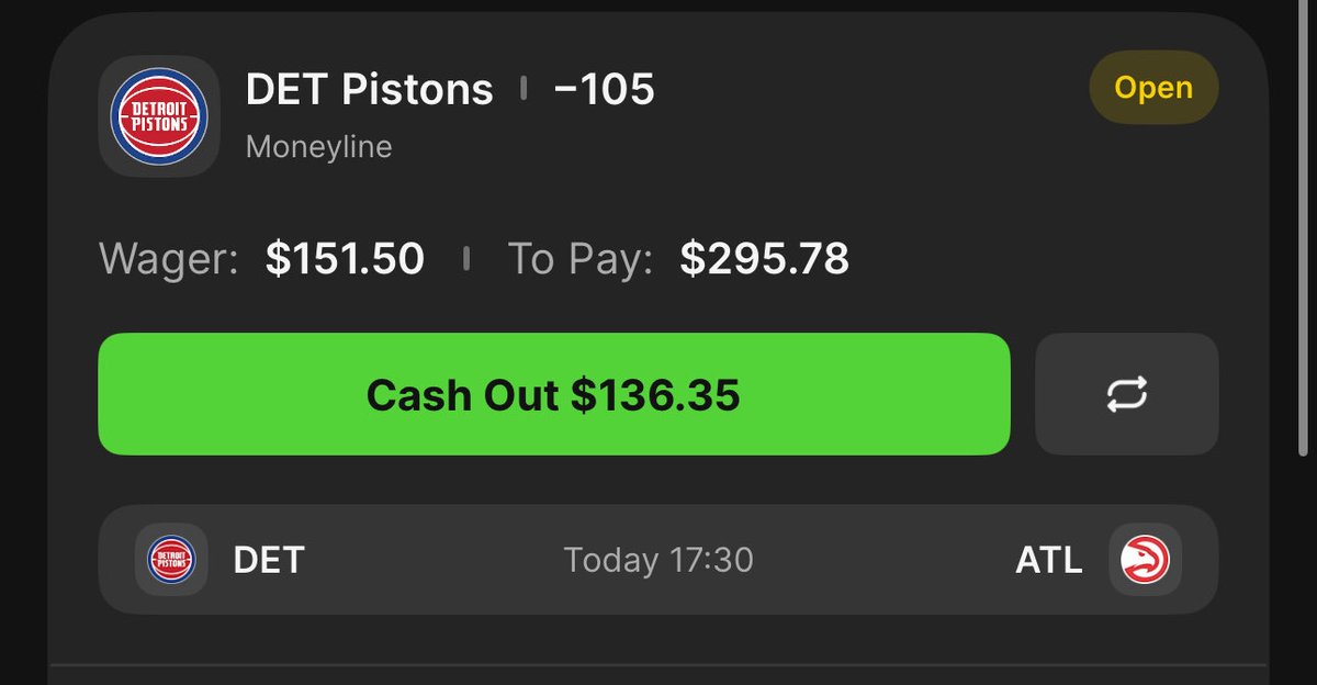 agentcnote's tweet image. Pistons money line is our NBA pick for today. Find best odds. I found dk at -105. LFG! 💪 #CoryLive