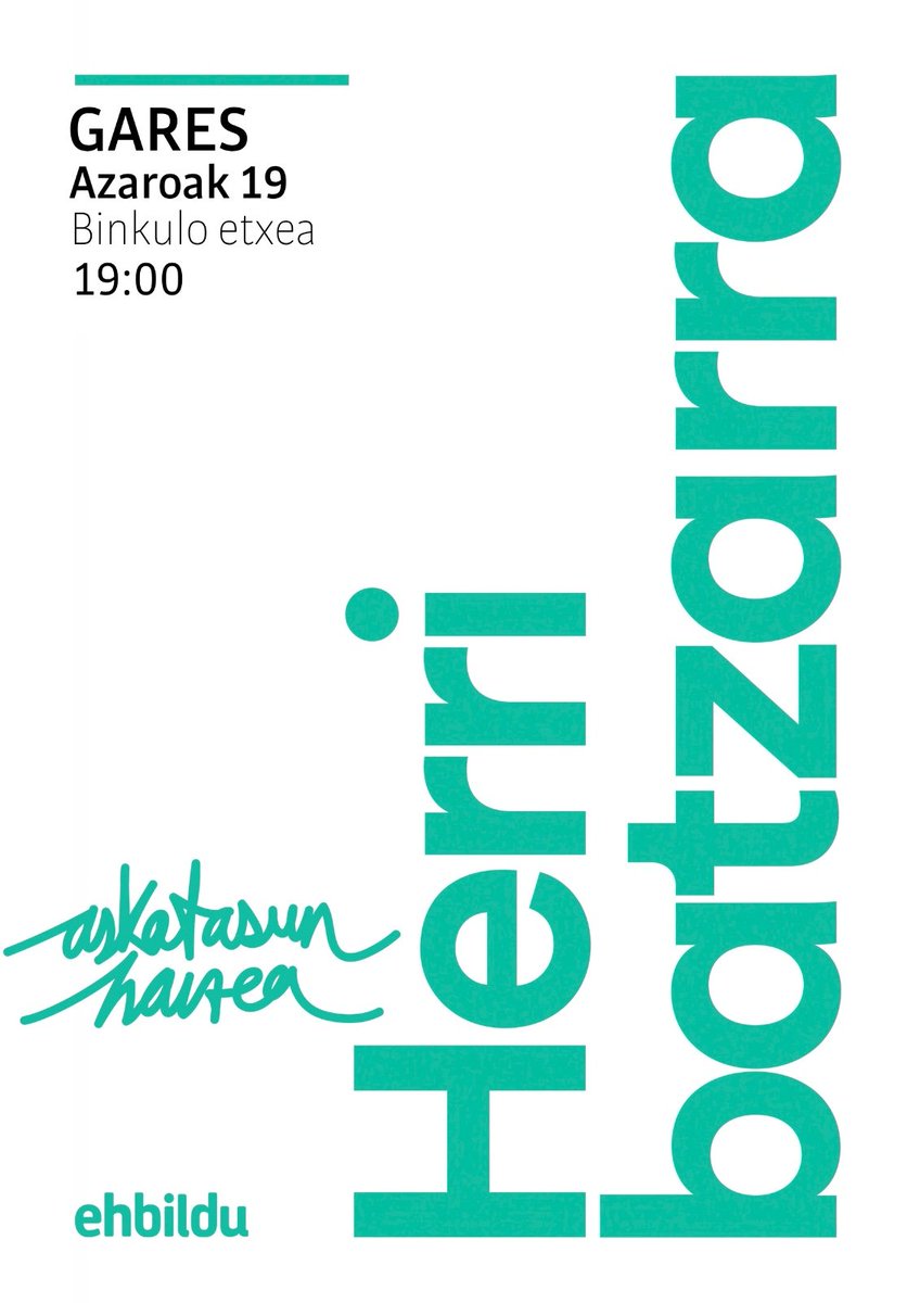 Gogoratu bihar azaroak 19 herri batzarra eginen dugula Nafarroako eta Garesko hainbat gai jorratzeko.

Recordaros que mañana vamos a celebrar una asamblea para comentar varios temas de Gares y de Nafarroa.

Anima zaitez eta parte hartu!