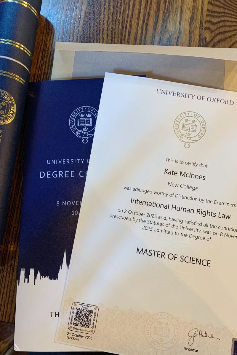 KateMcInnesLaw's tweet photo. I was so happy to have graduated with distinction from my master’s in international human rights law at @OxfordLawFac on November 8. ⚖️ https://t.co/c86FzjFOmY