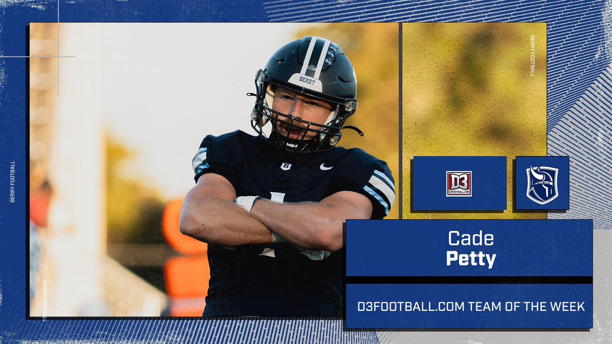 Cade Petty does it again with his third d3football.com Team of the Week honor of his career, this time for blocking 2 punts against Southwestern this past weekend! 😤
#WeAllRow #BattleBerry