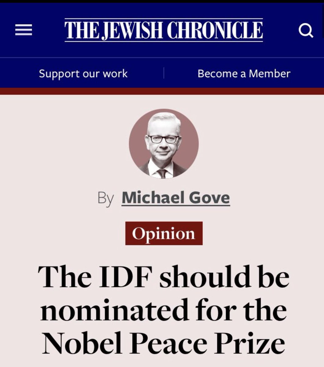 EuropeanPowell's tweet image. Watch @michaelgove being thoroughly dismantled by @mehdirhasan over the question of Israel committing genocide in Gaza.
Reminder - Gove nominated the IDF for the Nobel Peace Prize
m.youtube.com/watch?v=gERARr…