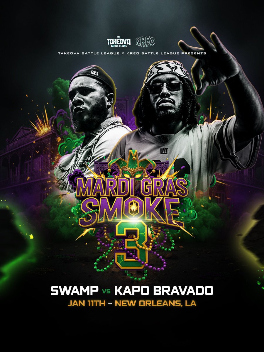 BREAKING: <a href="/Takeova_BL/">12/06 CASSIDY VS EAZY THE BLOCK CAPTAIN</a> &amp; <a href="/KREOKASHER/">Kasher</a> announces 

Swamp vs Kapo Bravado for January 2026. Going down in NOLA🔥🔥🔥