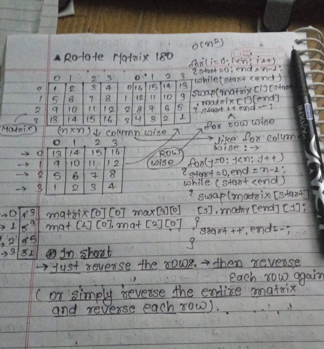 prakash_iitp's tweet image. Want to rotate a matrix 180°? 

Just reverse the rows, then reverse each row again. 

Or even simpler: reverse the whole matrix, then reverse every row.

That’s the entire trick clean and in-place.

#DSA #cpp #leetcodeproblems   #Coding