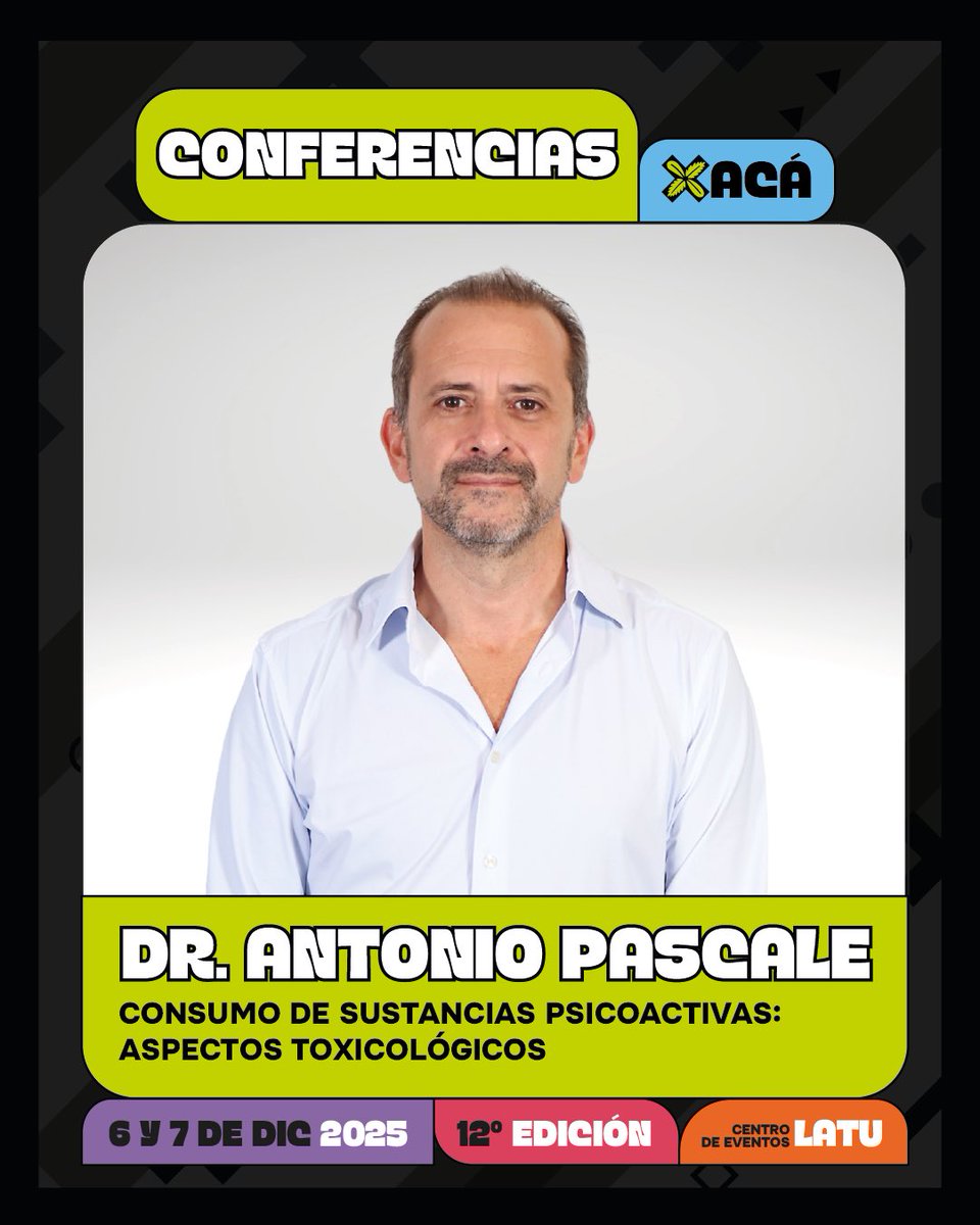 El conocimiento sobre sustancias psicoactivas también es X ACÁ.

🧠 En ExpoC4nn4bis 2025, Antonio Pascale será uno de nuestros speakers, abordando los aspectos toxicológicos del consumo de sustancias psicoactivas.

EXPOC4NN4BIS 2025📍Centro de Eventos LATU – 6 y 7 de diciembre.