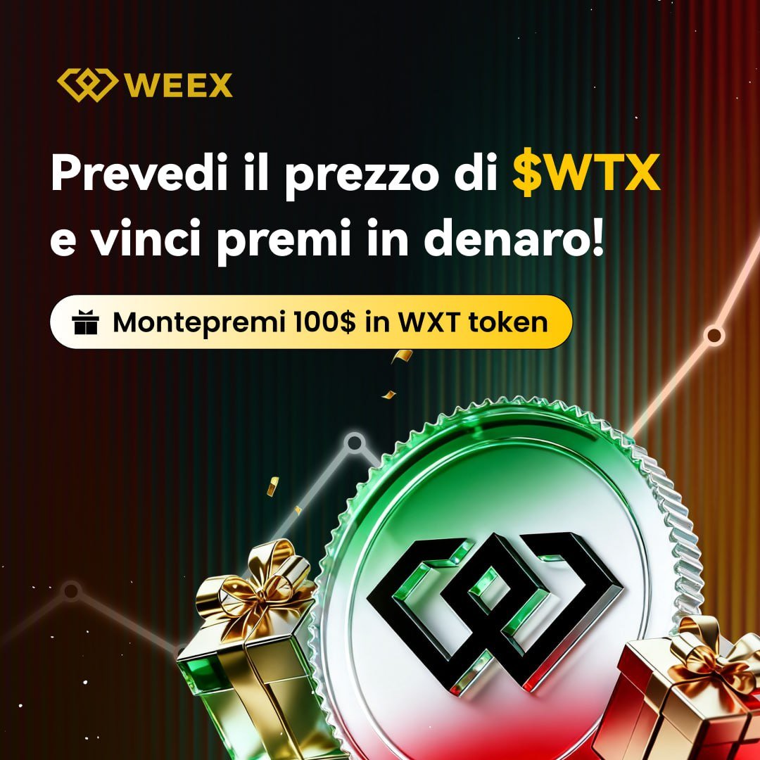 🚀 Prevedi il prezzo di $WXT e vinci premi in denaro!

💰Montepremi totale: $100 in $WXT

📅 Quando:
Dal 20 al 24 Novembre 2025 (5 giorni consecutivi di gioco)
Annuncio vincitori: 27 novembre 2025

Requisiti minimi:
- Like, Commenta e Retweet di questo post
- Seguici su IG, metti
