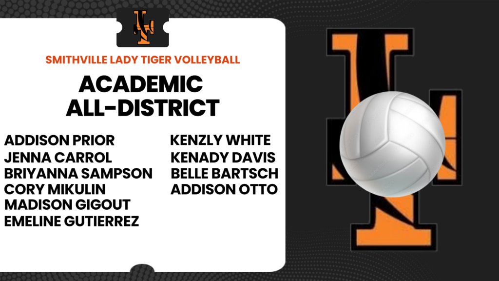 Continued:

Congratulations to our Lady Tiger Volleyball All-District selections and Academic All-District.

What a great accomplishment and well deserved.

#GRIT