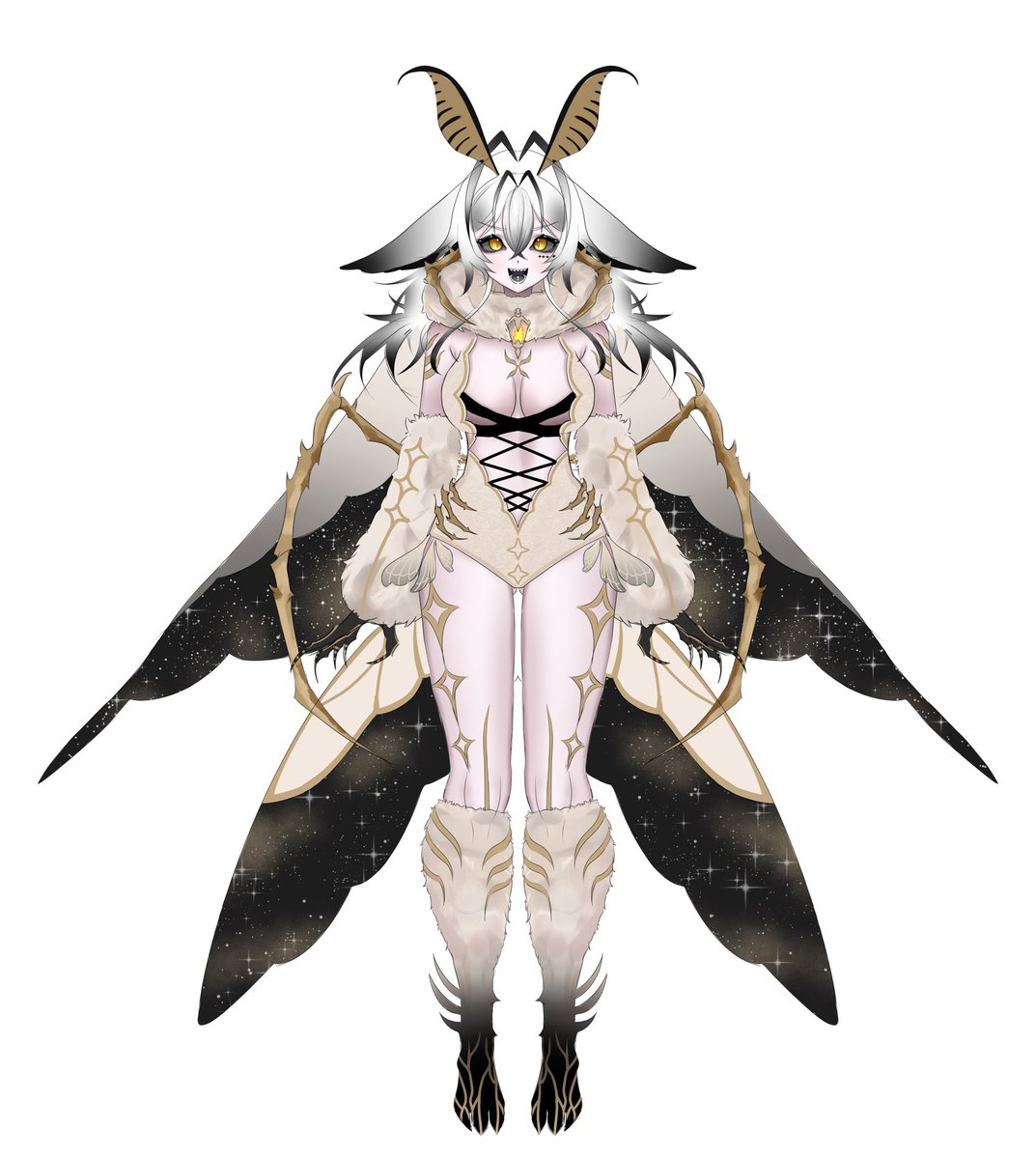 veecachu's tweet image. Here’s my sketch version of my monster moth 🩶 we might start a journey of me making my own model 🦋