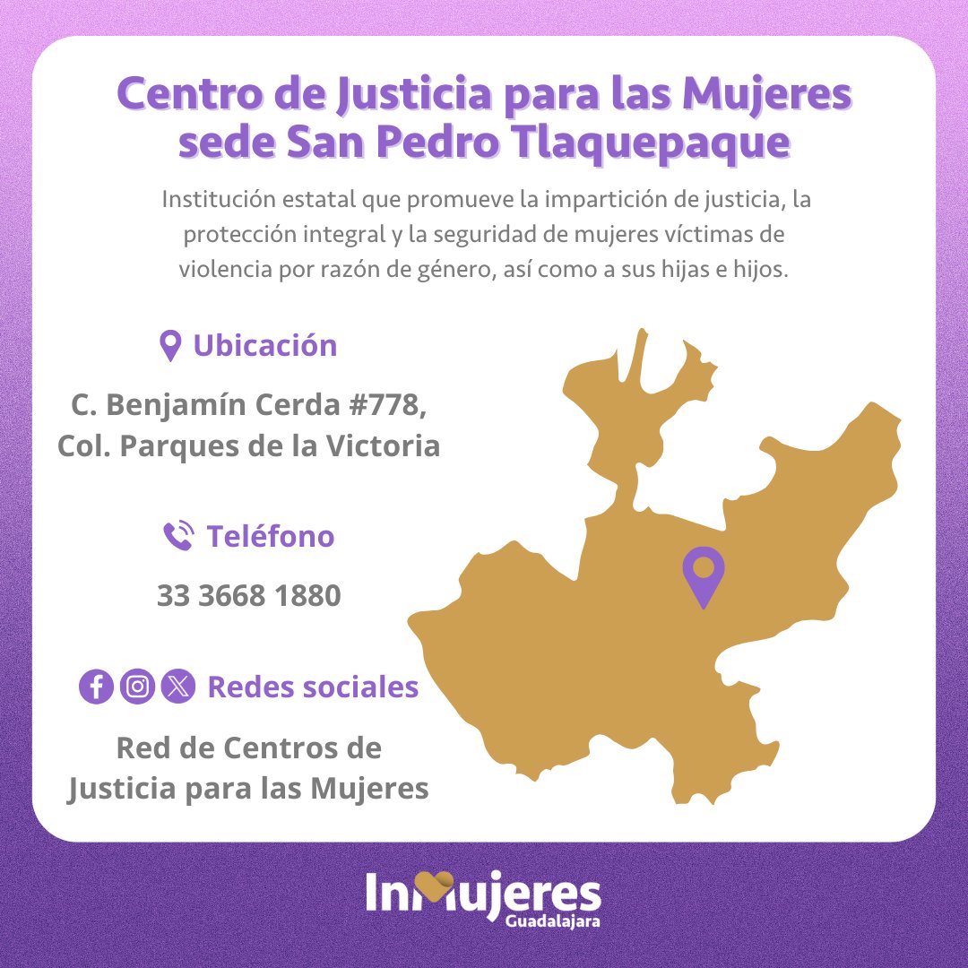 Recuerda que en la <a href="/RedCJMJalisco/">OPD Red de Centros de Justicia para las Mujeres</a> se concentran servicios especializados para el acompañamiento, atención y orientación a mujeres que viven o vivieron alguna situación de violencia, así como a sus hijas e hijos y esta es una dependencia estatal.

¡No estás sola!