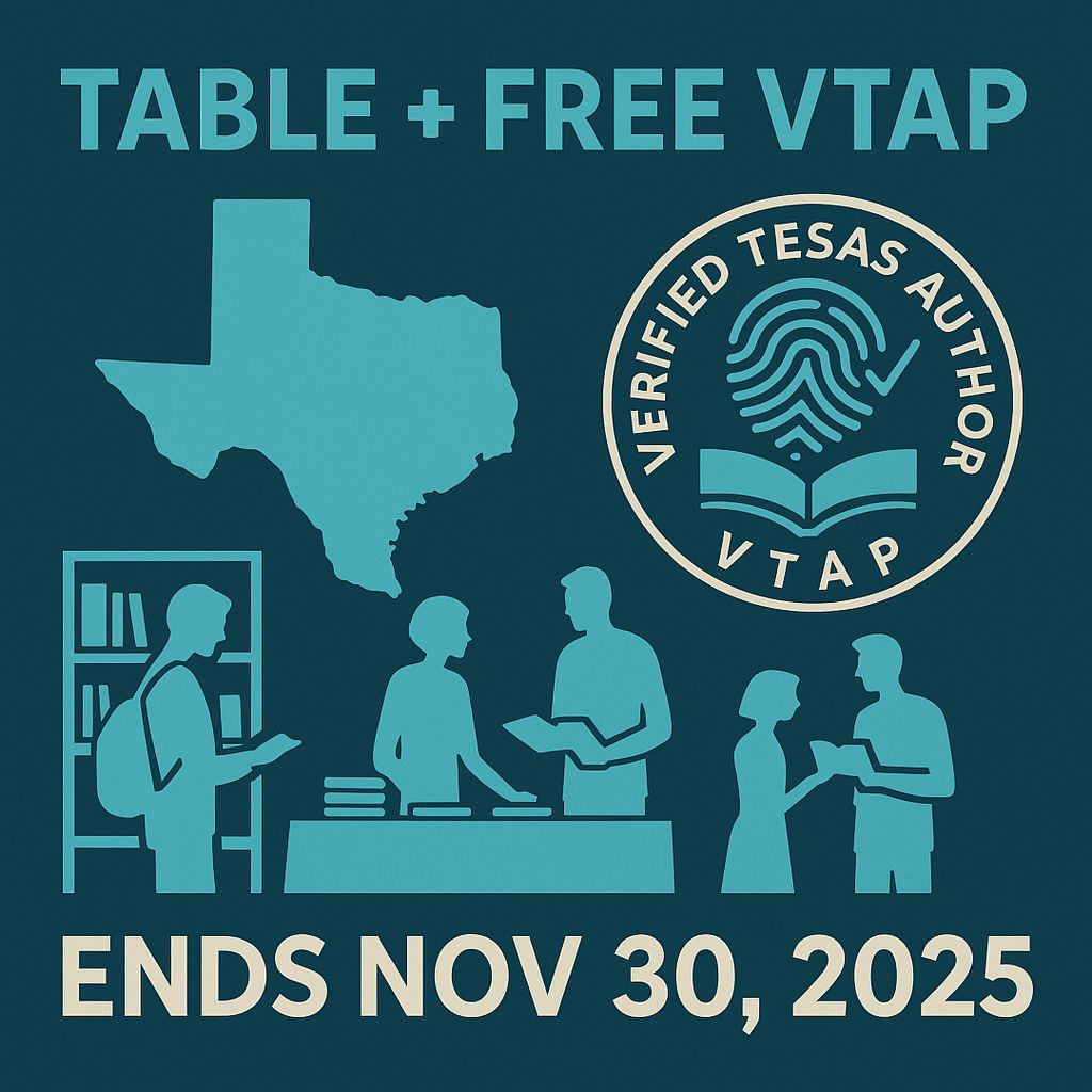 Why both?
LSF table: meet readers, sell books, network.
VTAP: museum-backed proof you’re a real human author.
Grab a table = free VTAP through Nov 30, 2025 → buff.ly/9b1g65z
#AuthorLife #TexasBooks  LSF26.com