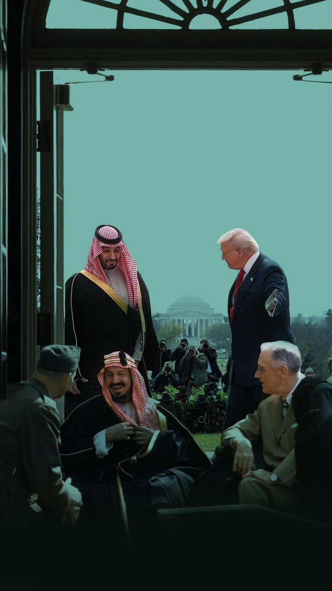 Eyaaaad's tweet photo. شراكة وثيقة ممتدة لأكثر من 80 عام...

من فرانكلين روزفلت وعبدالعزيز آل سعود رحمه الله إلى ترامب ومحمد بن سلمان حفظه الله.
#محمد_بن_سلمان_في_واشنطن
#MBSINUSA https://t.co/fogToqhPn8