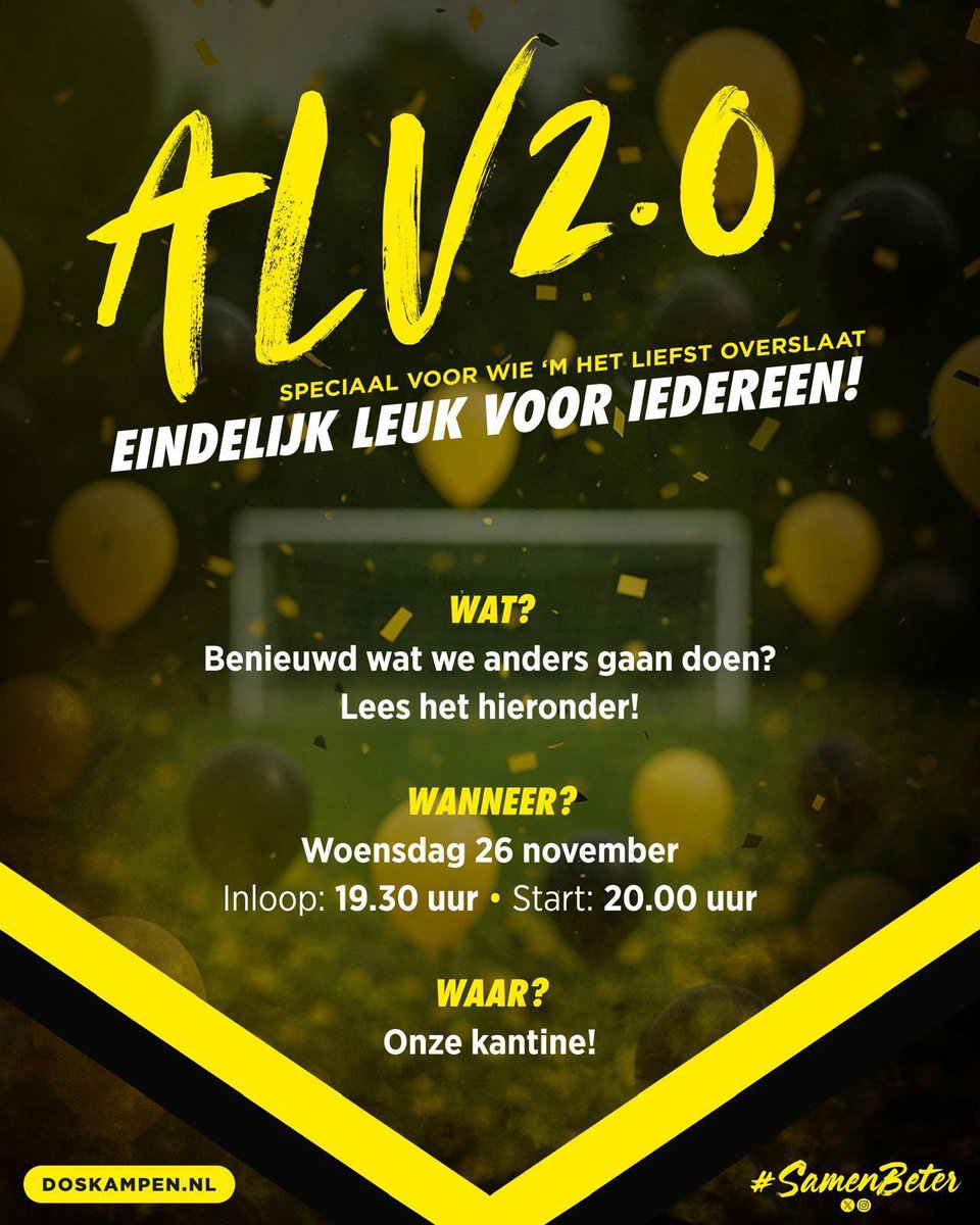 Volgende week woensdag (26 november) is het zover: onze Algemene Ledenvergadering 2.0…  je bent van harte welkom om mee te praten over de toekomst van DOS. Lees hier het hele bericht: doskampen.nl/1/595/uitnodig…