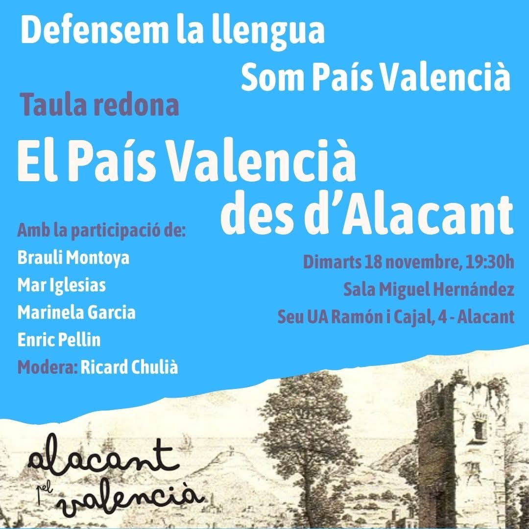 Acompanyant la taula redona “El País Valencià des d’Alacant”, amb veus molt potents defensant la llengua i el nostre País Valencià.
Sempre al costat d’Alacant pel Valencià. 💛💙