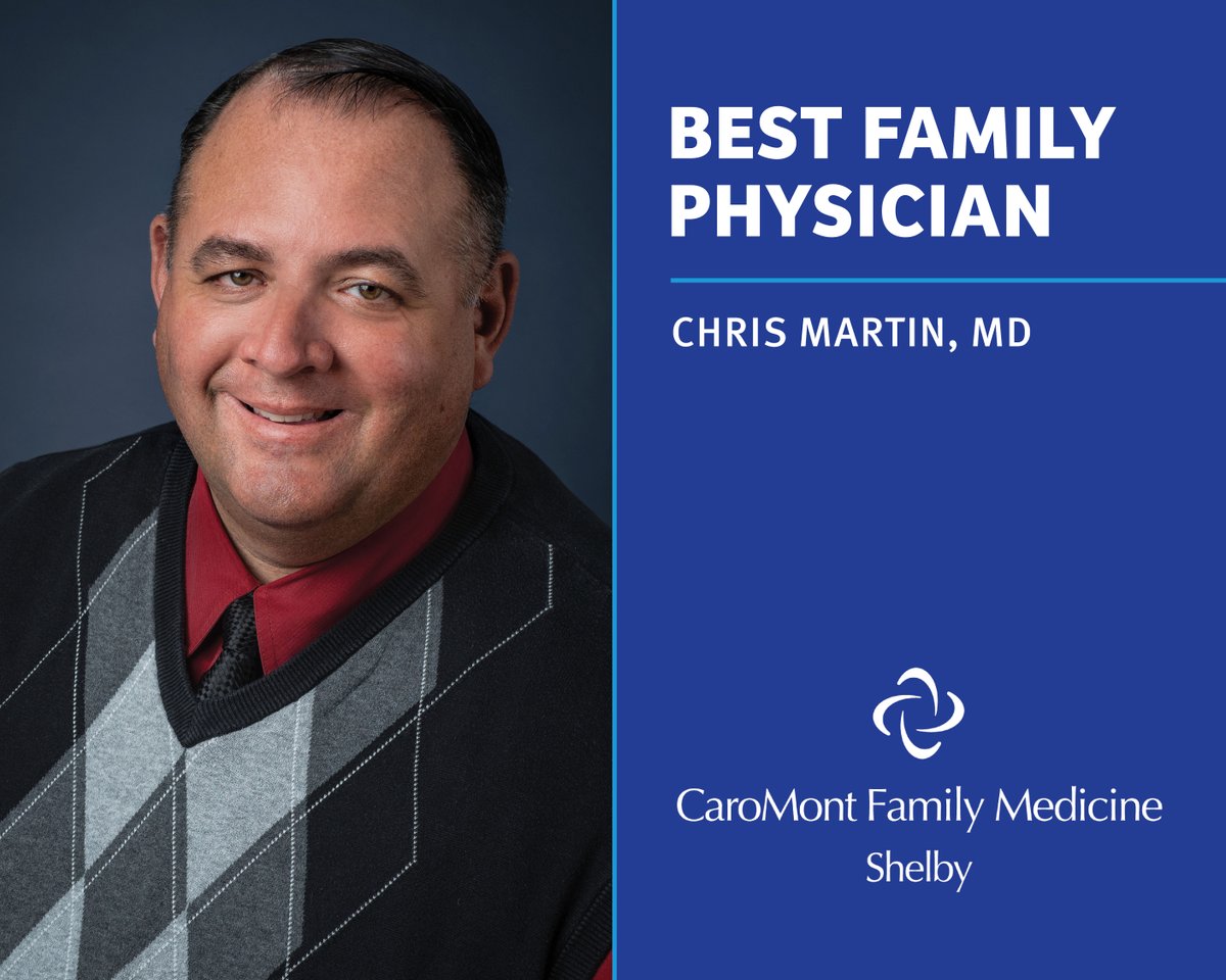 Congratulations to Dr. Martin on his recent Best of Cleveland award! Learn more about CaroMont Family Medicine in Shelby here: caromonthealth.org/locations/caro…