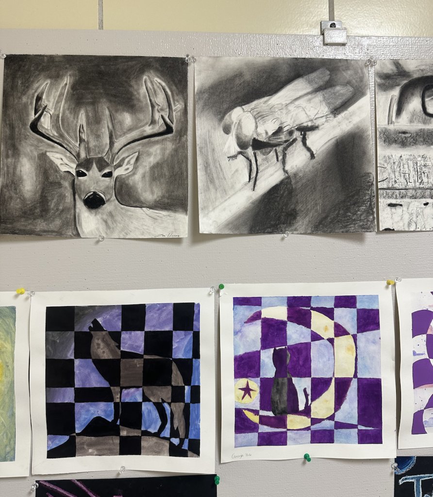 Big shoutout to Ms. Pearce and Ms. K for the incredible artwork on display in our hallways at KMHS!  Our students are creating amazing pieces, and it's all thanks to the passion and guidance of these two talented teachers.  Beautiful work all around!