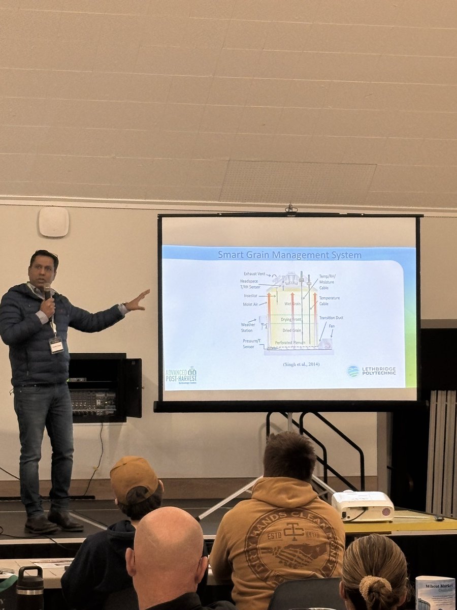 Rounding out today's sessions we have Dr. Chandra Singh sharing his research on managing your grain post-harvest. Employing smart grain management strategies ensures your grain will grade well and your contracts will be fulfilled. #GradeSchool